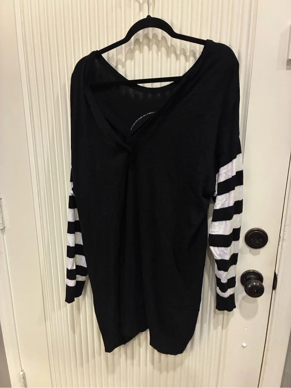 Disney Black and White Jack Skellington Striped Sleeve Sweater Sz: 2